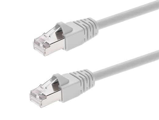 Monoprice Cat6A 10ft White Patch Cable Double Shielded 26AWG 10G Pure Bare by Monoprice