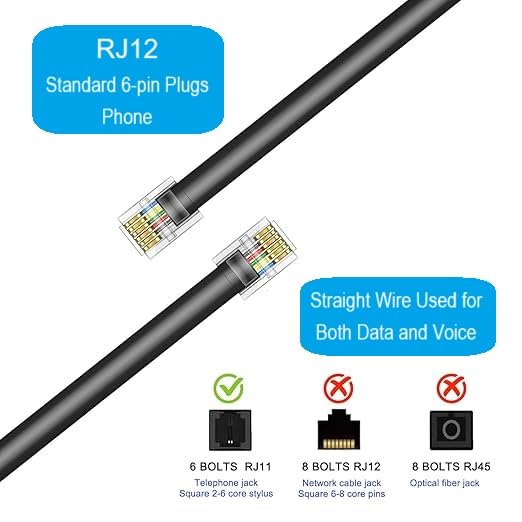 Vthahaby 20 FT - 3Pack RJ12 Phone Cable 6P6C, Male to Male Straight Wired - Image 3