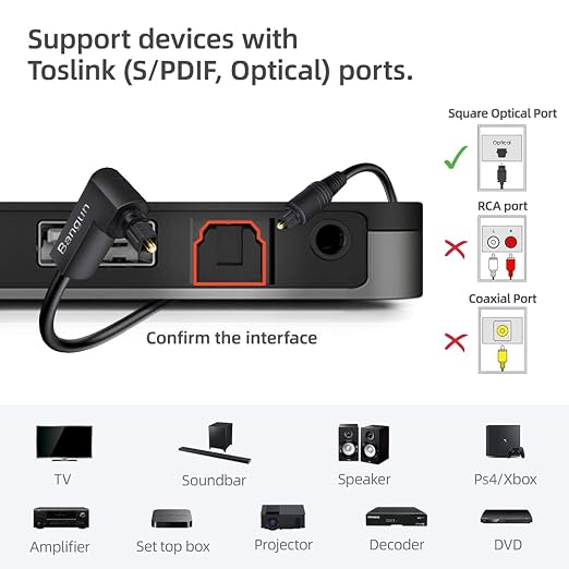 90 Degree Optical Audio Cable 35 feet, Slim Digital Audio Optical Cable - Image 5