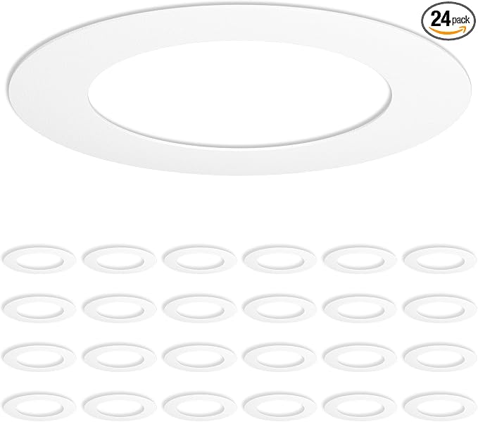 Amico 24 Pack Goof Rings for 6 Inch Recessed Lights, Can Light Trim Ring Cover by Amico