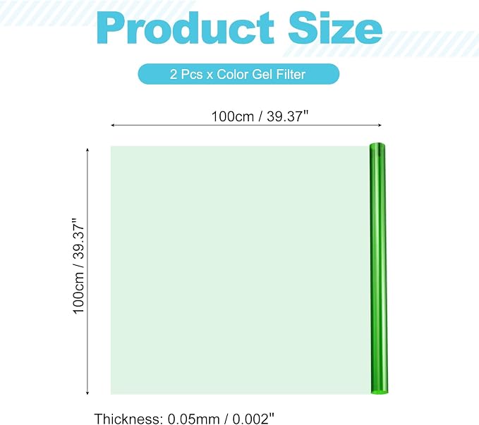 MECCANIXITY Lighting Gel Filter 39.4x39.4 Inch Light Green Color Correction - Image 2