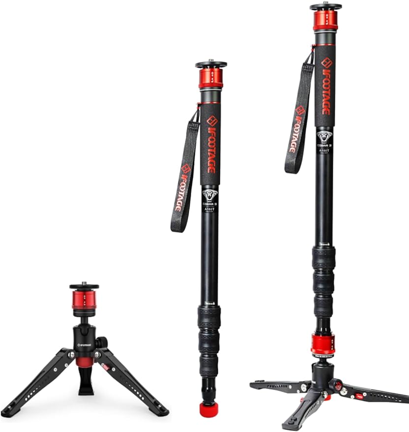 IFOOTAGE Monopod Cobra 3 A180T, Telescopic Video Mono pod Compatible by IFOOTAGE