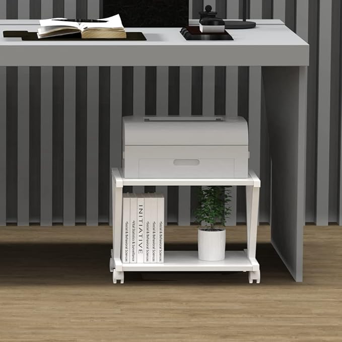 VEDECASA Retro Desktop Printer Stand 2 Double Tiers Wood Printer Shelf Rustic - Image 2