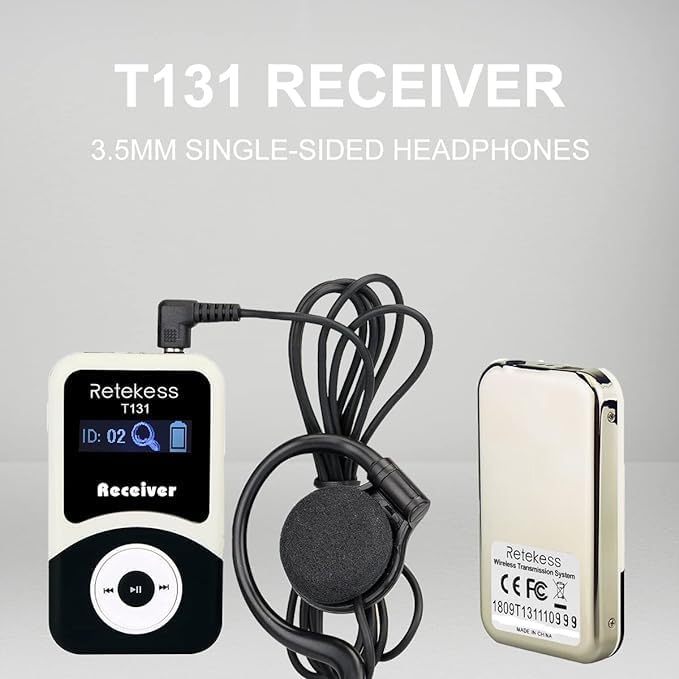 Retekess T131 Tour Guide System Receiver, Church Translation System, Compatible - Image 3