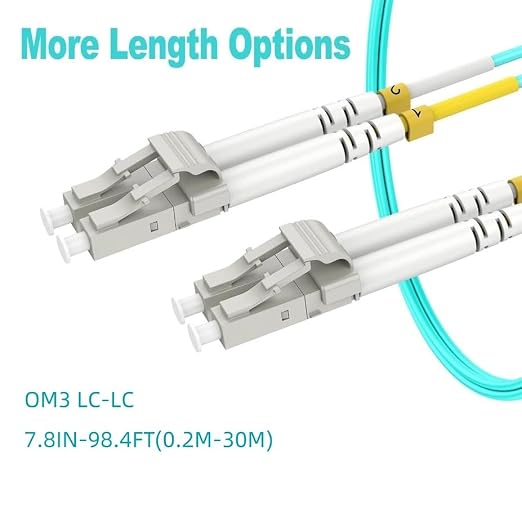 40m OM3 Multimode Fiber LC to LC Fiber Patch Cable, Options 7in~500ft, Fiber - Image 3