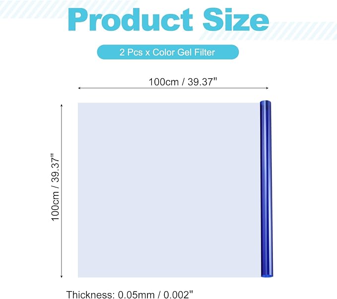 MECCANIXITY Lighting Gel Filter 39.4x39.4 Inch Blue 82B Color Correction Sheet - Image 2