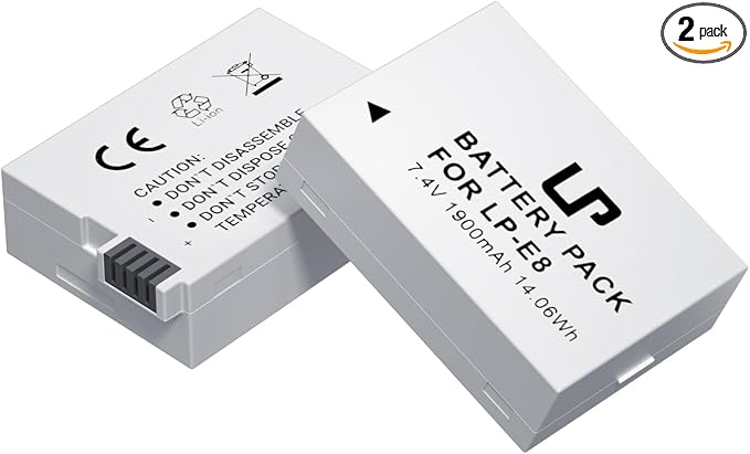 LP E8 Replacement Battery, 2 Pack 1900mAh E8 Batteries by LP