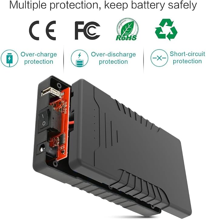 Talentcell Rechargeable 12V 6000mAh/5V 12000mAh DC Output Lithium ion Battery - Image 3