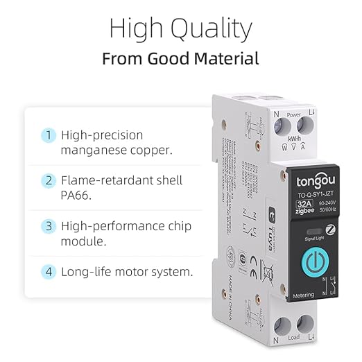 TONGOU ZigBee DIY Smart Switch 32A| DIN Rail Switch| 1P+N 90-240VAC| Real-time - Image 5