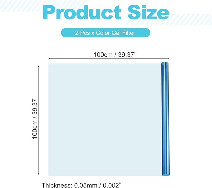 MECCANIXITY Lighting Gel Filter 39.4x39.4 Inch Sky Blue Color Correction Sheet - Image 2