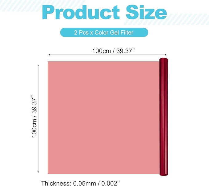MECCANIXITY Lighting Gel Filter 39.4x39.4 Inch Red Color Correction Sheet - Image 2