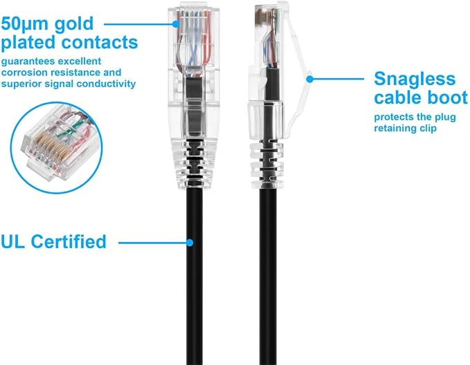 Monoprice Cat6 10ft Black Component Level Patch Cable UTP 28AWG 550MHz Pure - Image 3