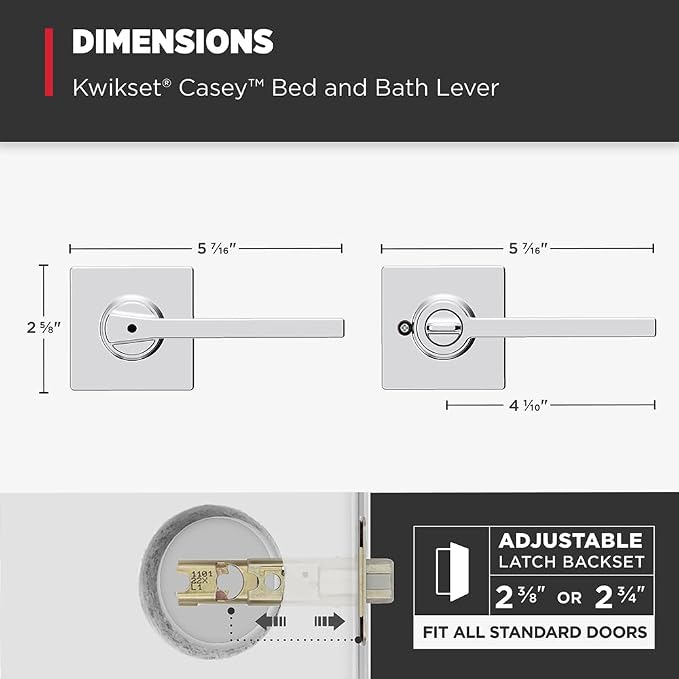 Kwikset Casey Hallway Passage and Bed/Bath Privacy Door Handle 6 Pack, 3 - Image 9