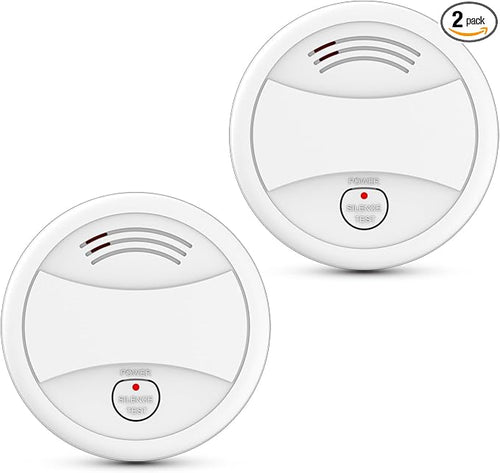2 Pack Photoelectric Smoke Detector, 10-Year Battery Operated Fire Alarm by Unknown