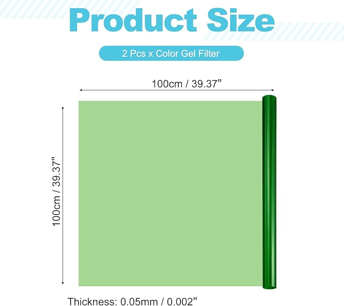 MECCANIXITY Lighting Gel Filter 39.4x39.4 Inch Dark Green Color Correction Sheet - Image 2