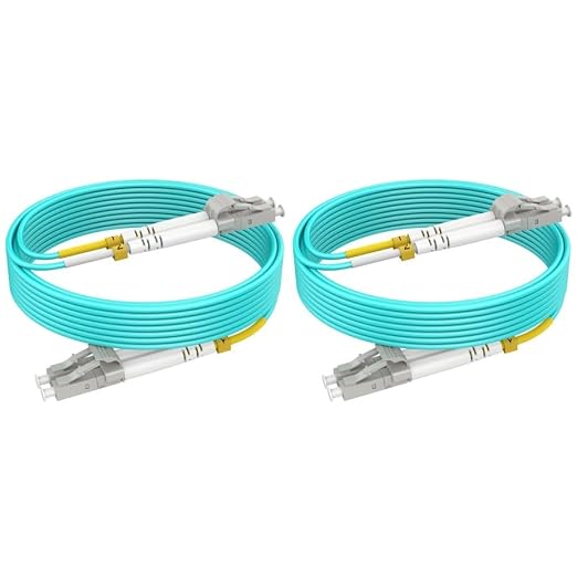 Multimode Fiber LC to LC, 32ft/10m-2PACK, OM3 MM Fiber Patch Cable Duplex by RamboCables