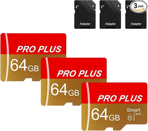 3 Pack TF Card 64GB with Adapter, High Speed Memory Card, UHS-I C10 A1 Memory by Bliksem