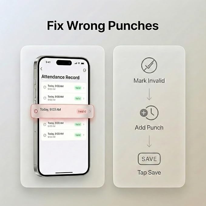 App-Controlled Time Clock with 5s Fast Connection, Edit Records, Set Rules & - Image 5