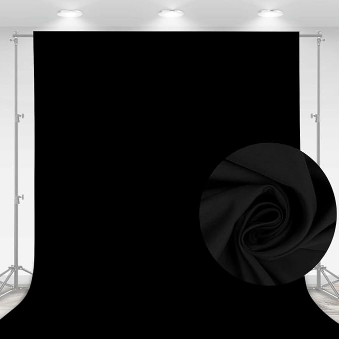 10x8FT Black Backdrop for Photography, High Density Polyester Fabric Background - Image 2