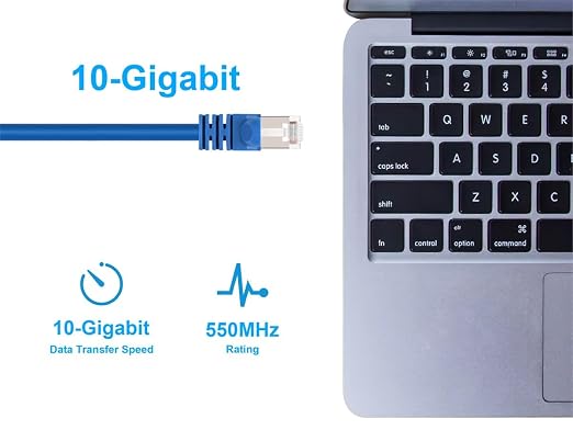 Monoprice Cat6A 7ft Blue Patch Cable Double Shielded 26AWG 10G Pure Bare Copper - Image 5