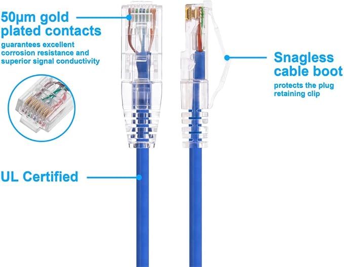 Monoprice Cat6 10ft Blue Component Level Patch Cable UTP 28AWG 550MHz Pure Bare - Image 3