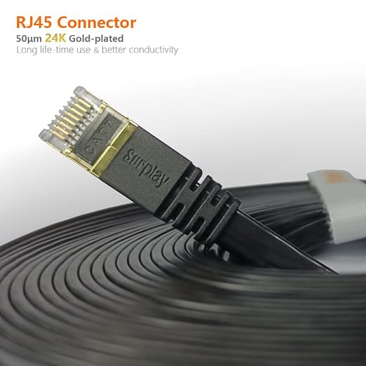 Cat7 Ethernet Cable 50FT-Black-10Gbps High Speed Ultra Slim Outdoor&Indoor - Image 8