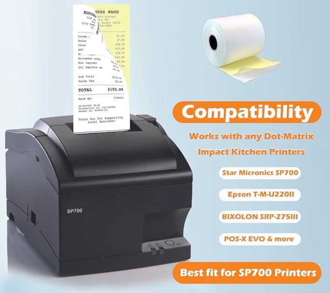 2 Ply Carbonless Rolls 3" X 95 Feet White/Yellow Receipt Paper POS Cash - Image 4
