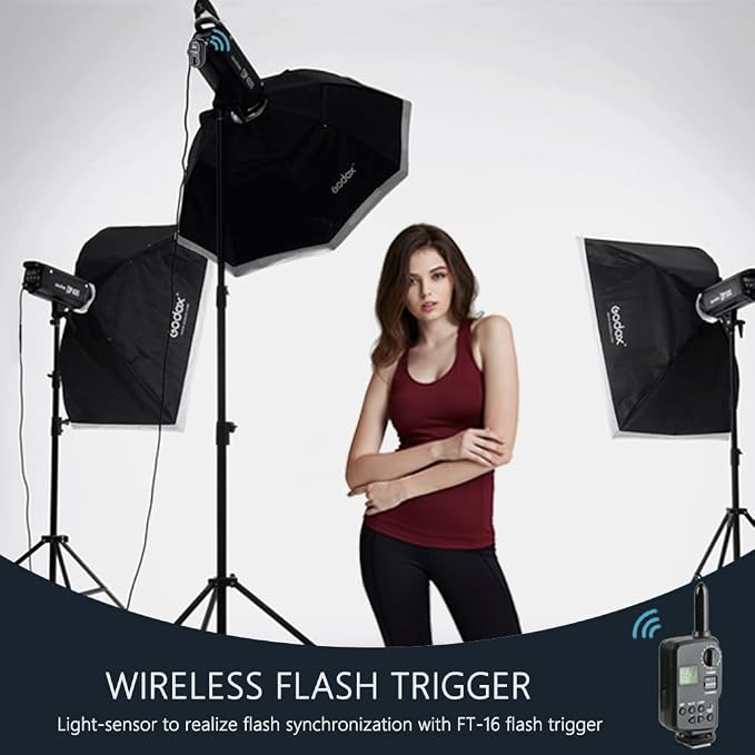 Godox 750W Studio Strobe Flash Light Kit, 3-Light Godox Strobe Lighting Kit - Image 2