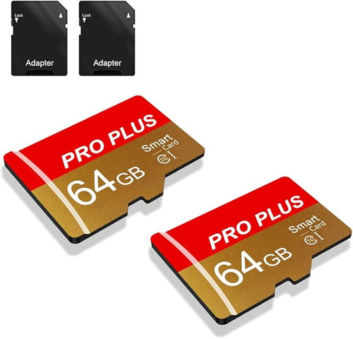 2 Pack Memory Card 64GB with Adapter, High Speed TF Card, UHS-I C10 A1 Memory by Bliksem