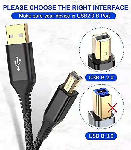 sweguard Printer Cable 10ft 2-Pack, USB Printer Cord USB 2.0 Type A Male to B - Image 4