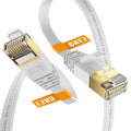 Cat7 20FT Ethernet Cable Flat-White-10Gbps Ultra Slim High Speed Gold-Plated by SURPLAY-WinningHighSpeed