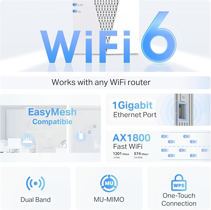 TP-Link RE615X AX1800 WiFi 6 Range Extender w/Ethernet Port | 1.8G Dual-Band - Image 3