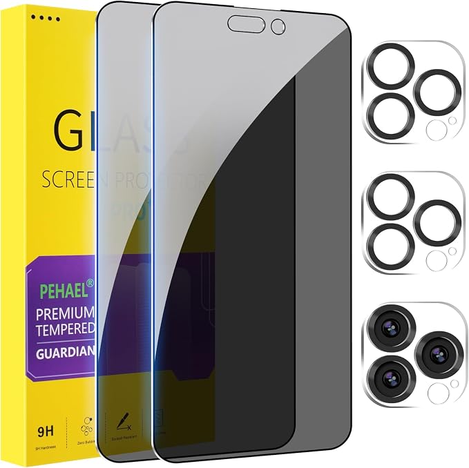 PEHAEL 2+2 Pack for iPhone 14 Pro Max Privacy Screen Protector by PEHAEL