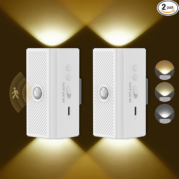 easuntec Rechargeable Motion Sensor Night Light Warm White, Wireless Dimmable by easuntec