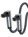 VANAUX Double 90 Degree Optical Cable, 3.2ft SPDIF Audio Optical Cable by VANAUX