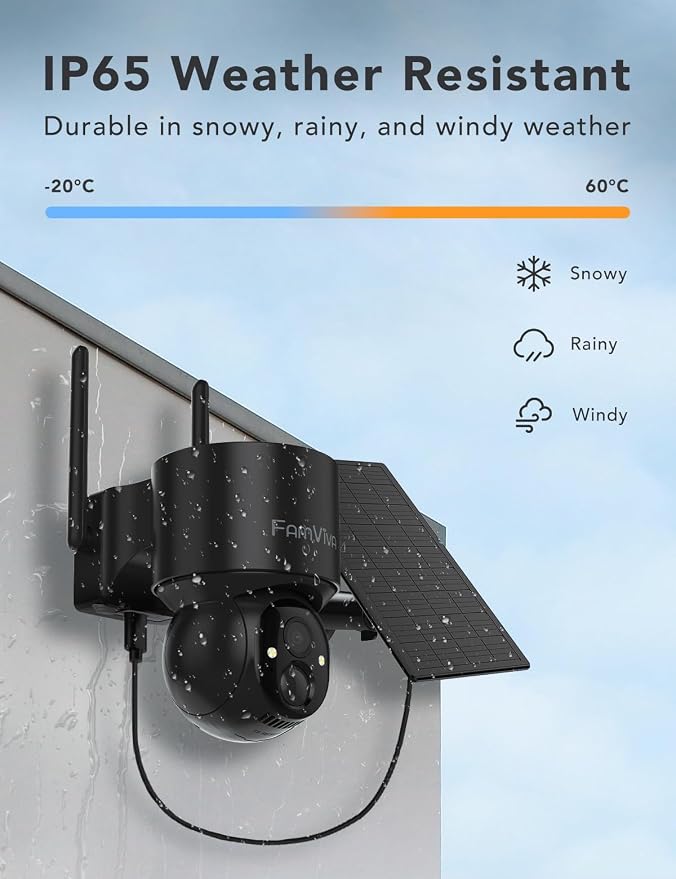 2K Solar Security Cameras Wireless Outdoor, 360°PTZ Battery Powered Cameras - Image 4