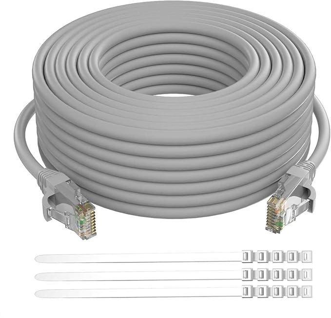 Adoreen Cat 6 Ethernet Cable 30 Ft-Gray, Outdoor & Indoor Snagless Long Round by Adoreen