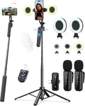Vlogging Kit for iPhone/Android, 63”Auto Face Tracking Tripod for iPhone by YEAKI