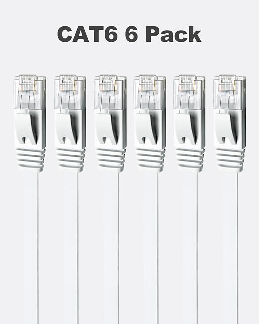 Yauhody CAT 6 Ethernet Cable 1.5ft 6-Pack White, High Speed Solid Flat CAT6 - Image 8