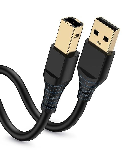 HP Printer Cable 20ft, Square USB A to USB B Cable by Bordsek