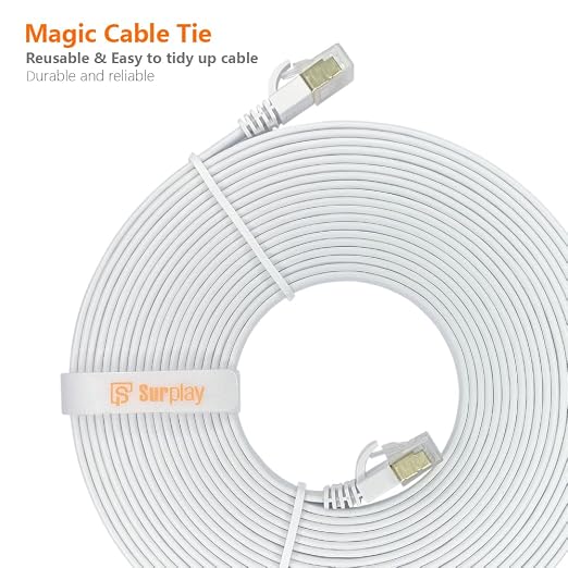 Cat7 20FT-2Pack Ethernet Cable Flat-White-10Gbps Internet Network Cord - Image 8