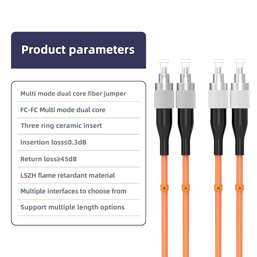 FC/UPC to FC/UPC Fiber Patch Cable, 75M/246FT OM1 Multimode Duplex 62.5/125µm - Image 4