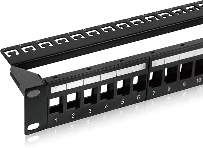 Tecmojo UL Listed 1U 24-Port Blank Keystone Patch Panel, Unshielded UTP by Tecmojo