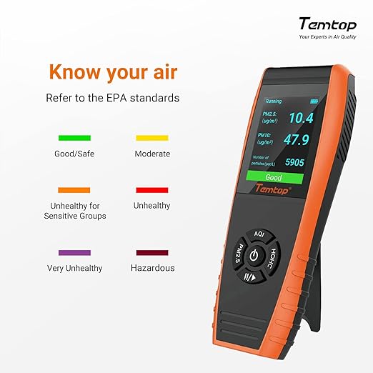 Temtop Air Quality Monitor Professional PM2.5 PM10 Particle Counter, - Image 5
