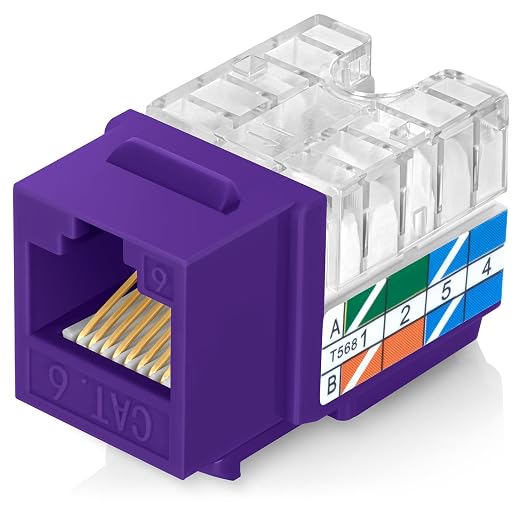 Everest 90° Angled RJ45 Cat6 Keystone Jacks 100-Pack in Purple - Image 8