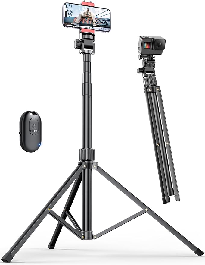 Pnitri 71'' Phone Tripod Stand, Extendable Reinforced Aluminum Phone Stand by Pnitri