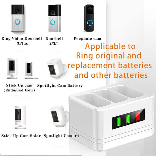 2 Pack 3-Slot Ring Battery Charging Station/Battery Charger, - Image 2