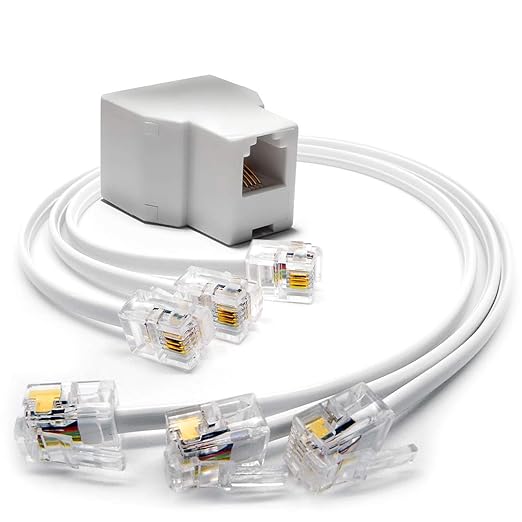 Phone Jack Splitter for Landline Duplex in-line 6P4C Telephone Adapter + by RetailAndBulk