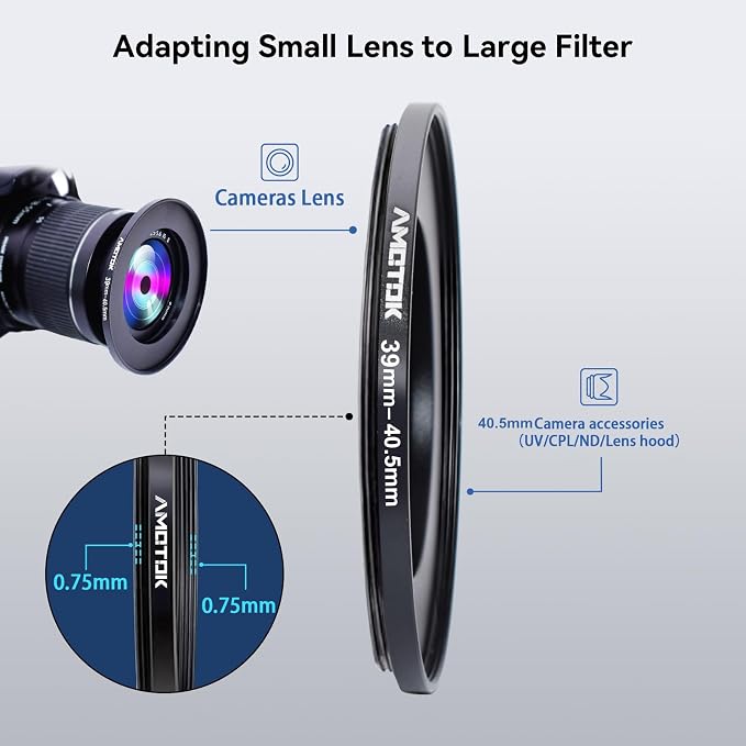 39mm Lens to 40.5mm Camera Lens Adapter, 39mm to 40.5mm Filter Step up Ring - Image 4