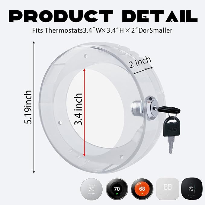 2 PC Round Baby Safety Thermostat Lock Case - Image 7
